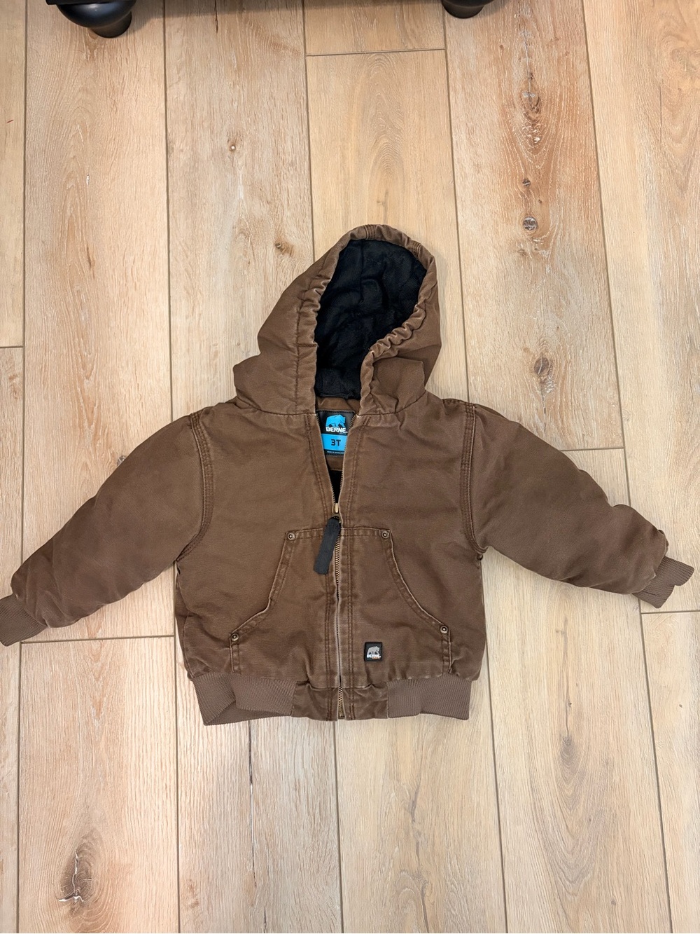 Berne 3T Brown Duck Canvas Hooded Workwear Chore Jacket